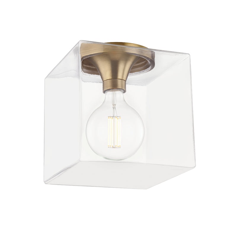 Grace 1-Light Flush Mount in Aged Brass