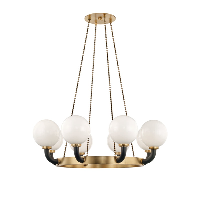 Werner 8 Light Pendant in Aged Brass/Black
