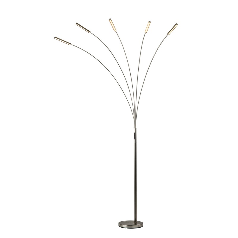 Zodiac LED Arc Lamp in Brushed Steel