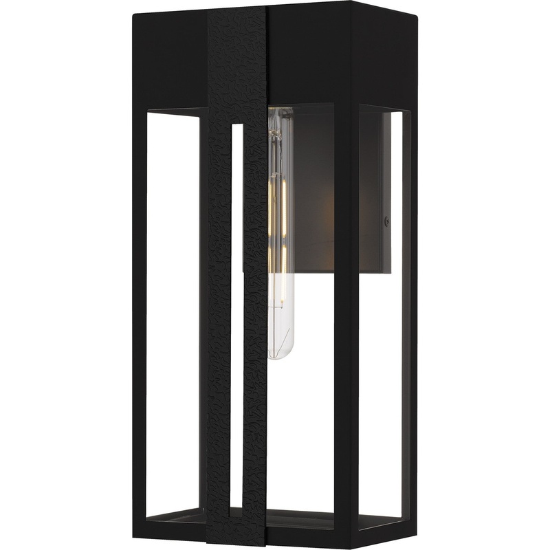 Boswell 1-Light Outdoor Wall Lantern in Matte Black
