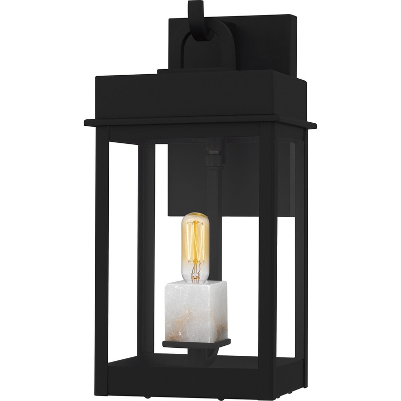 Carmen 1-Light Outdoor Wall Lantern in Matte Black