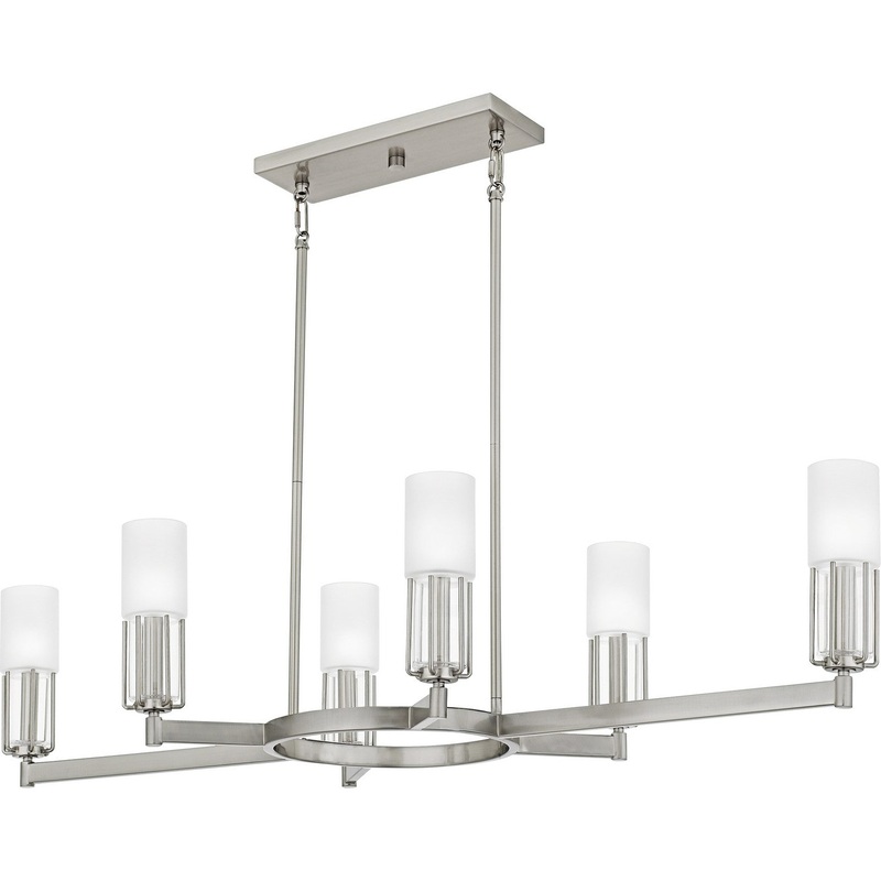 Cruz 6-Light Linear Chandelier in Brushed Nickel