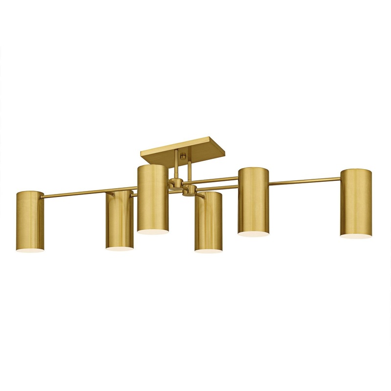 Foreland 6-Light Semi-Flush Mount in Brushed Gold