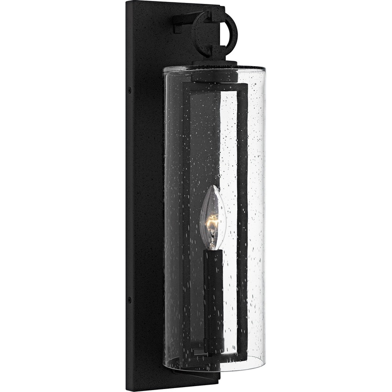 Redan 1-Light Outdoor Wall Lantern in Stone Black
