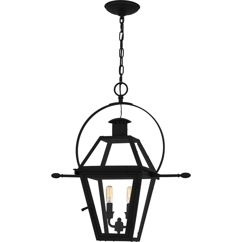 Rue De Royal 2-Light Outdoor Hanging Lantern in Earth Black