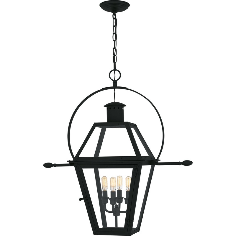 Rue De Royal 4-Light Outdoor Hanging Lantern in Earth Black