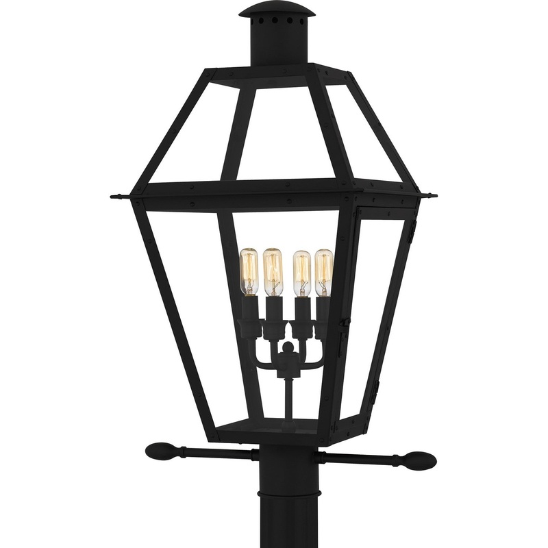 Rue De Royal 4-Light Outdoor Post Lantern in Earth Black