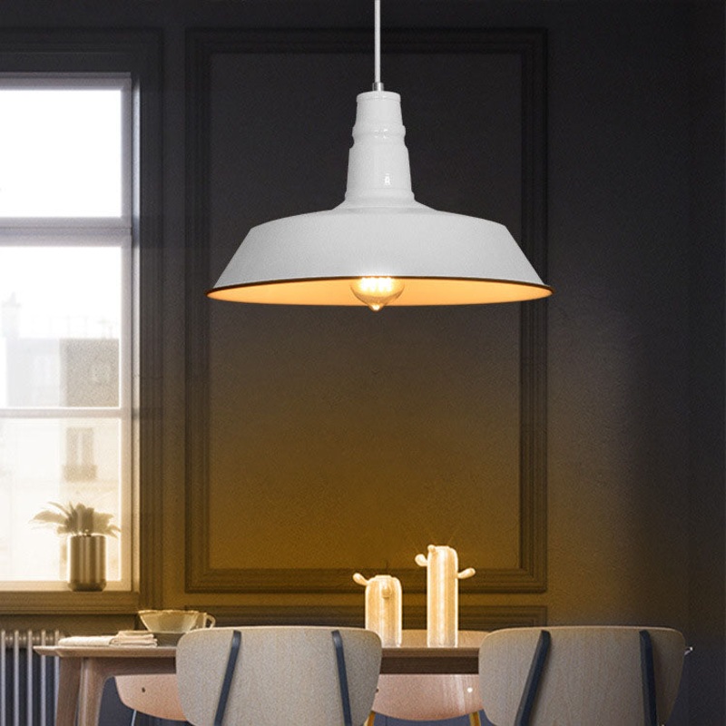 Contemporary Industrial Round Iron 1-Light Pendant Light For Living Room