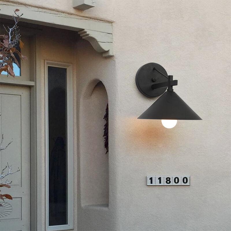 Contemporary Industrial Tapered Iron 1-Light Outdoor Wall Sconce Lamp For Outdoor Patio