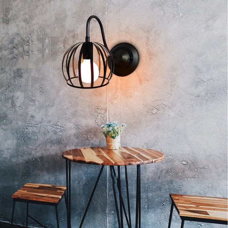 Industrial Retro Iron Hollow Semicircle 1-Light Wall Sconce Lamp