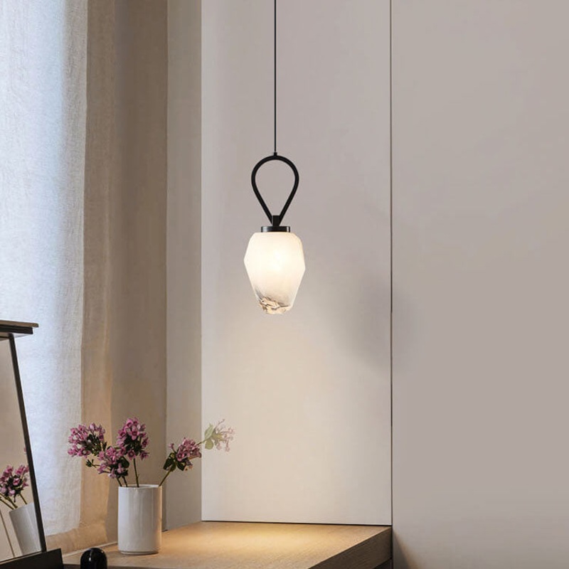 Modern Luxury Brass Geometrical Glass Shade 1-Light Pendant Light For Living Room