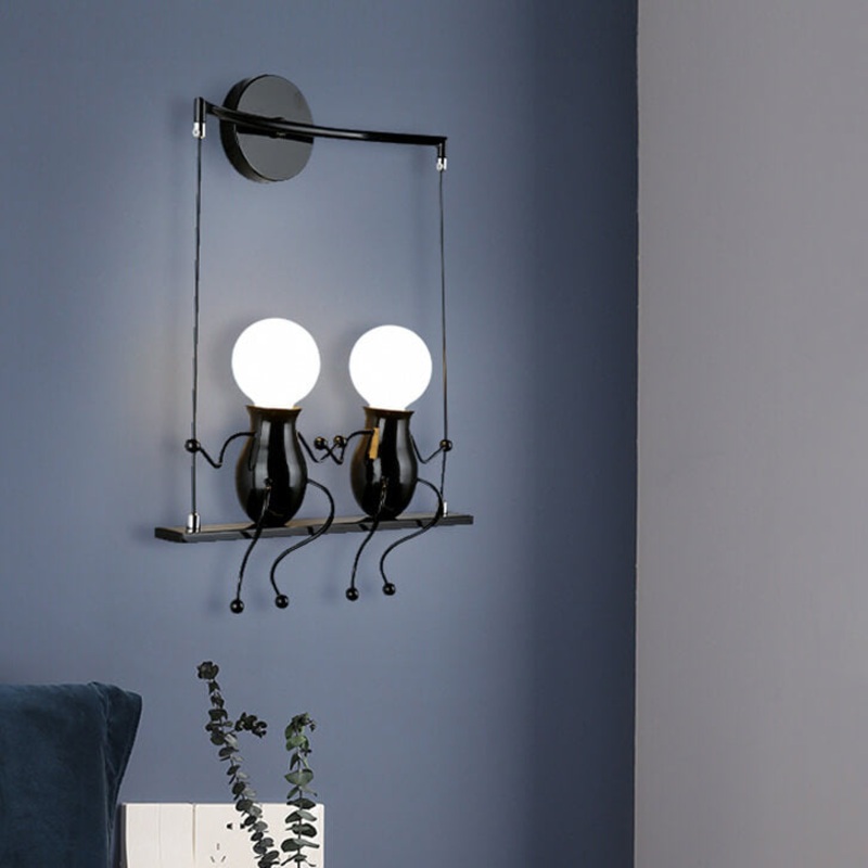 Contemporary Creative Iron Children's Ball 2-Light Wall Sconce Lamp For Bedroom