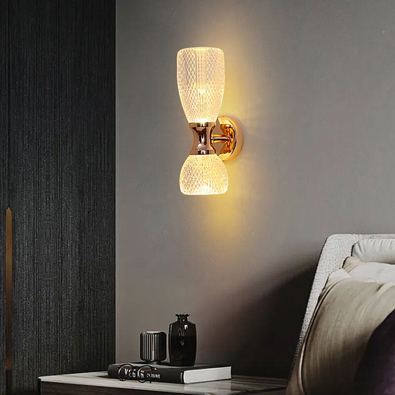 Contemporary Luxury Column Acrylic Hardware 2-Light Wall Sconce Lamp For Living Room