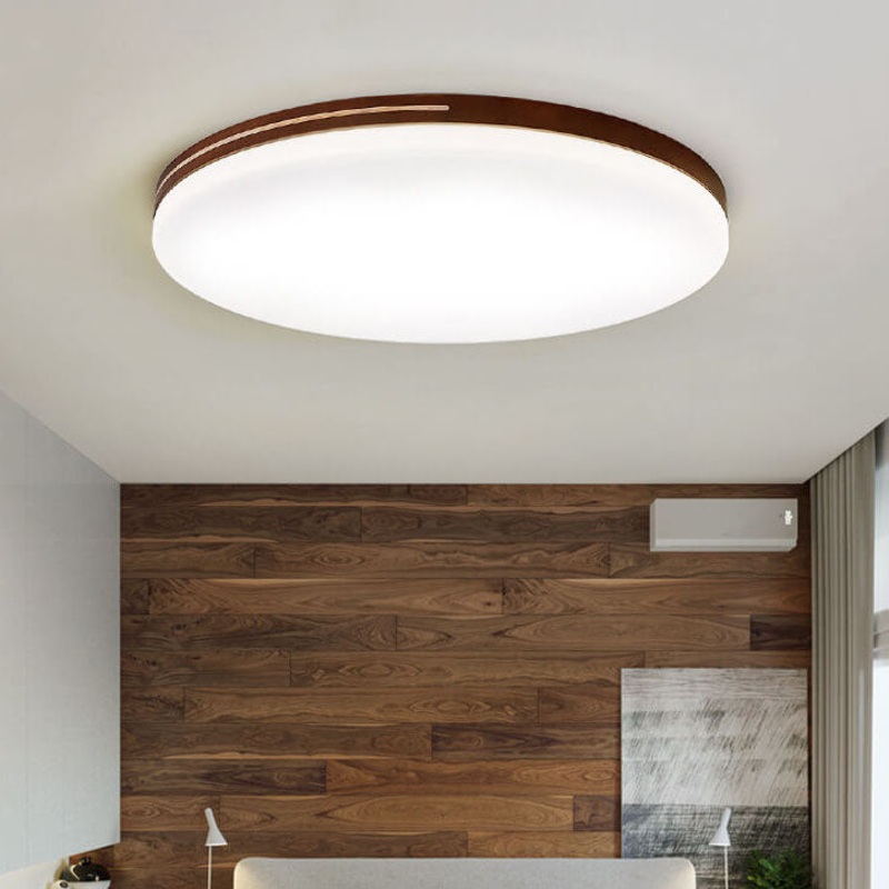 Modern Simplicity Circle Acrylic Wood LED Flush Mount Ceiling Light For Living Room