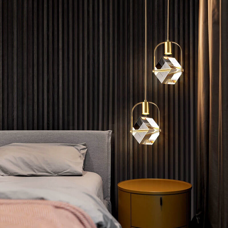 Modern Simplicity Crystal Square 1-Light Pendant Light For Bedroom