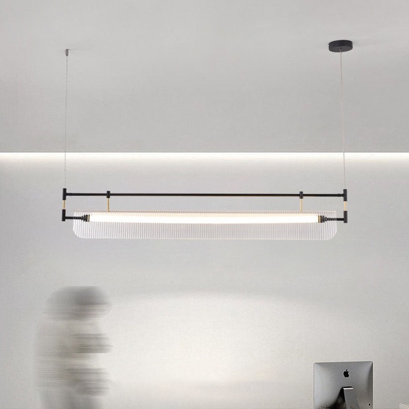 Modern Luxury Acrylic Iron Long Strip LED Island Light Pendant Light For Dining Room