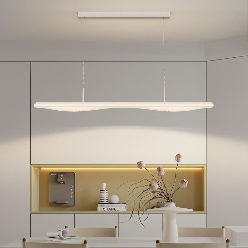 Modern Minimalist Long Iron Rolled Plastic LED Island Light Pendant Light For Dining Room