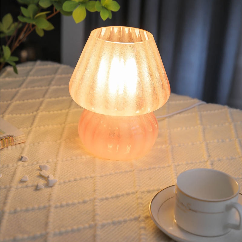 Modern Simplicity Glass Mushroom 1-Light Table Lamp For Bedroom
