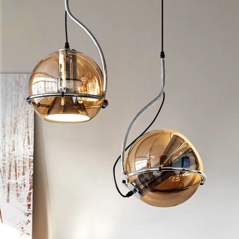 Modern Simplicity Iron Glass Ball 1-Light Pendant Light For Living Room