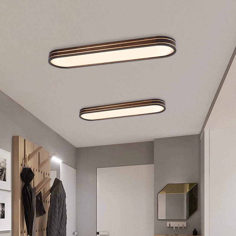 Modern Simplicity Solid Wood Acrylic Strips LED Flush Mount Ceiling Light For Living Room