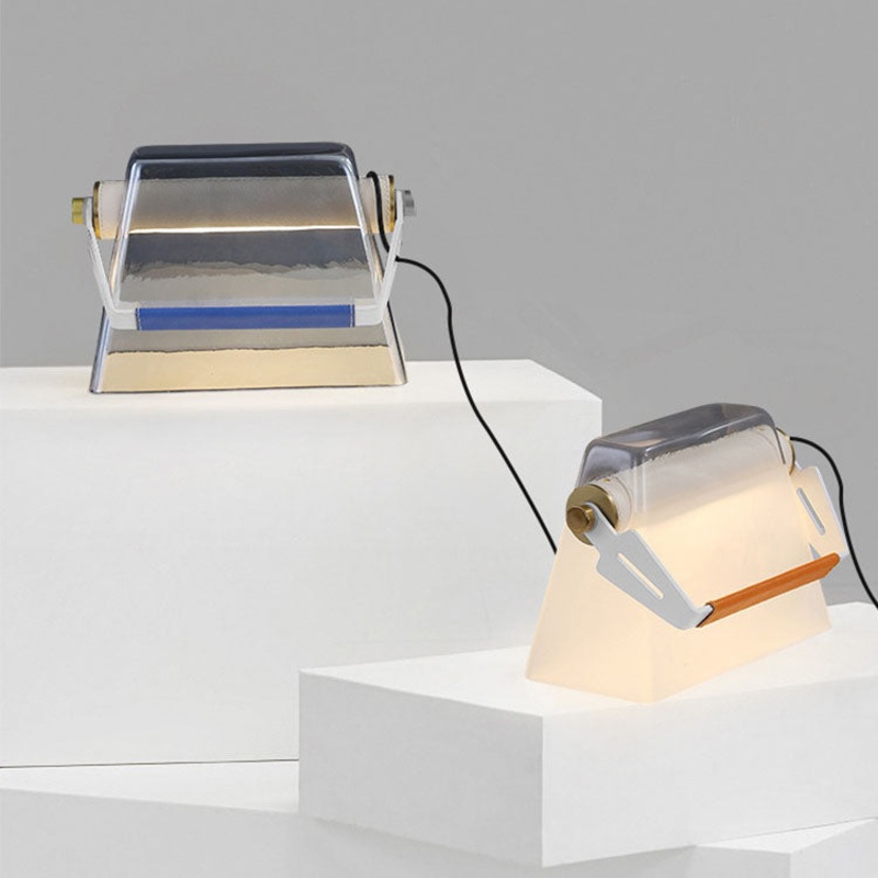 Modern Art Deco Glass Handbag Shape Iron LED Table Lamp For Bedroom