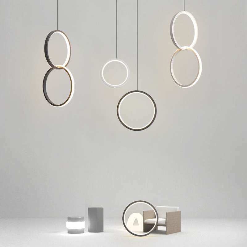 Modern Minimalist Round Iron Acrylic LED Chandelier For Bedroom