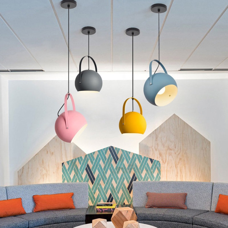 Contemporary Creative Macaron Orb Aluminum 1-Light Pendant Light For Bedroom