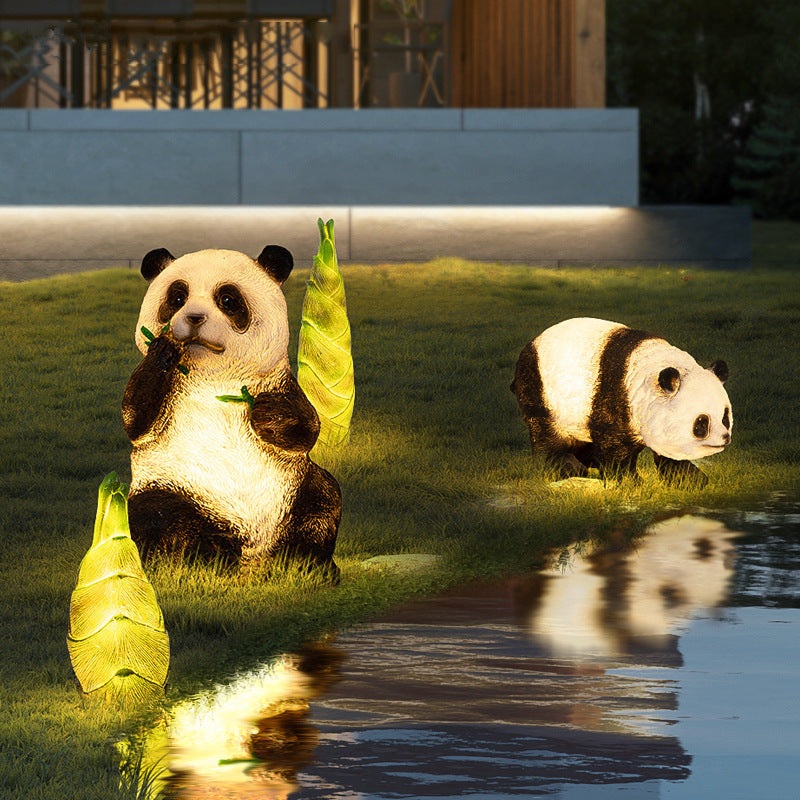 Contemporary Creative Resin Panda Animal Shape LED Lawn Landscape Light For Garden