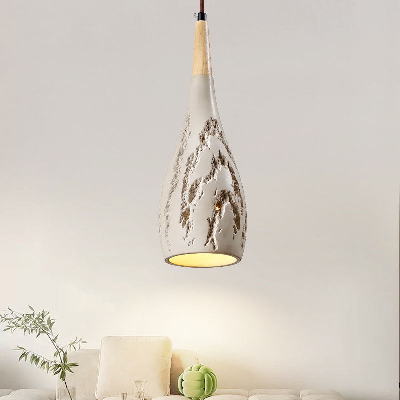 Contemporary Retro Conical High Mixed Clay 1-Light Pendant Light For Bedroom