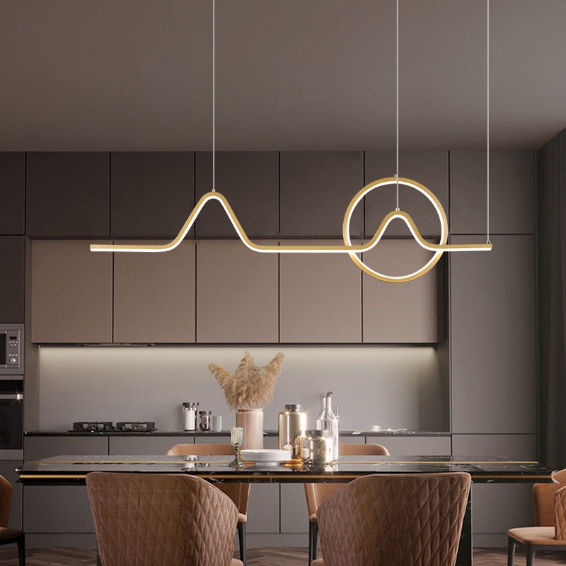 Modern Minimalist Aluminum Circle Geometric Line Combination LED Island Light Pendant Light For Living Room