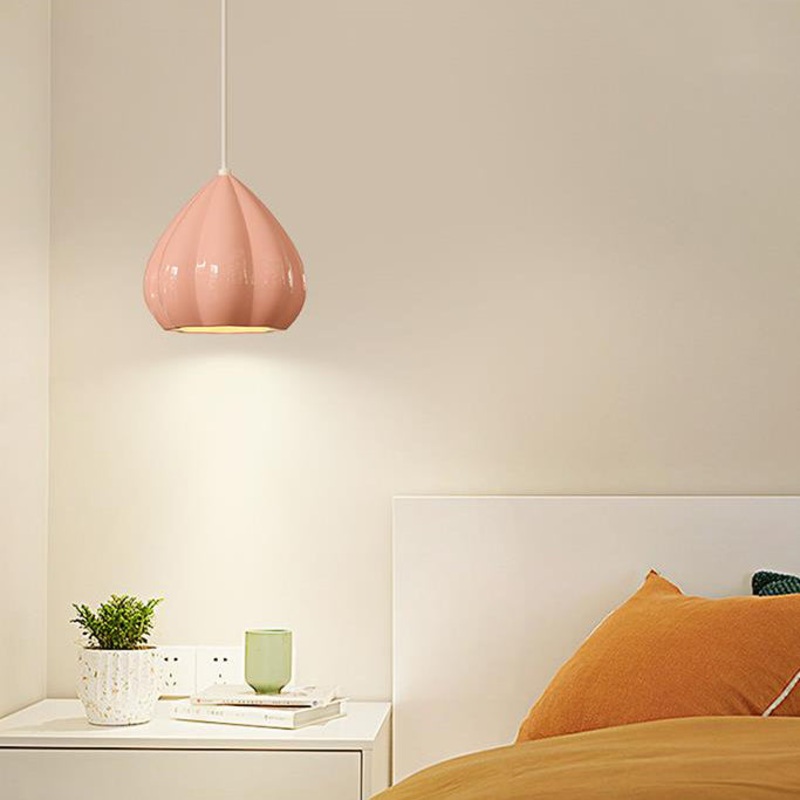 Modern Minimalist Cream Triangle Aluminum Resin 1-Light Pendant Light For Bedroom