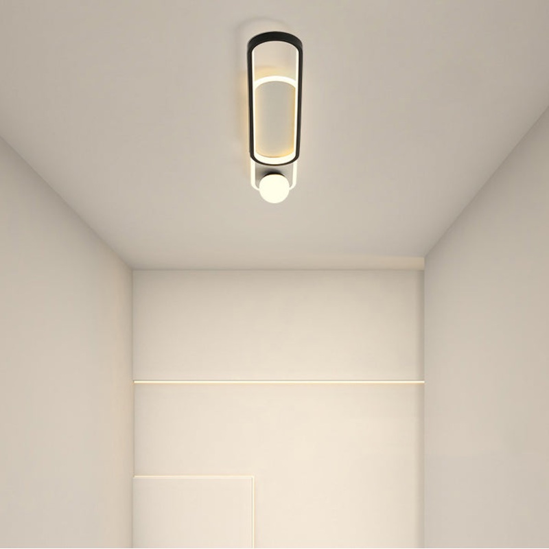 Modern Minimalist Geometric Oval Ring Spheroid Combination LED Flush Mount Ceiling Light For Living Room