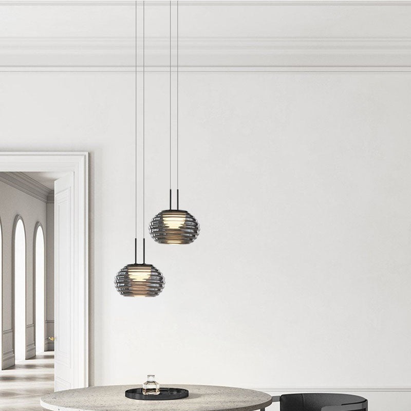 Modern Minimalist Oval Metal Acrylic Glass LED Pendant Light For Living Room