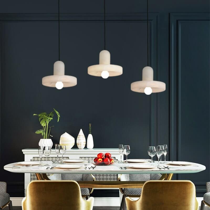 Modern Minimalist Round Disc Marble 1-Light Pendant Light For Bedroom
