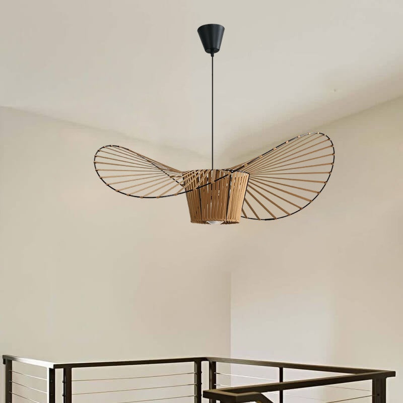 Modern Minimalist Straw Hat Iron Fabric 1-Light Pendant Light For Bedroom