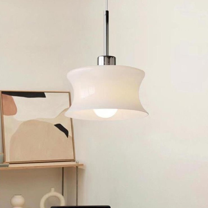 Traditional French Cylinder Iron Glass 1-Light Pendant Light For Bedroom
