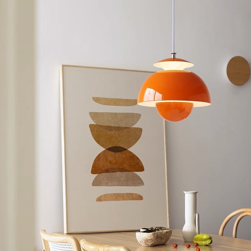 Contemporary Nordic Iron Aluminum Flower Bud Shade LED Pendant Light For Living Room