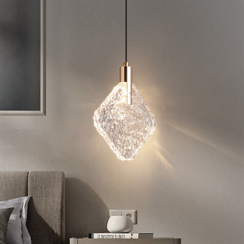 Modern Minimalist Diamond Round Trapezoid Aluminum Crystal LED Pendant Light For Bedroom