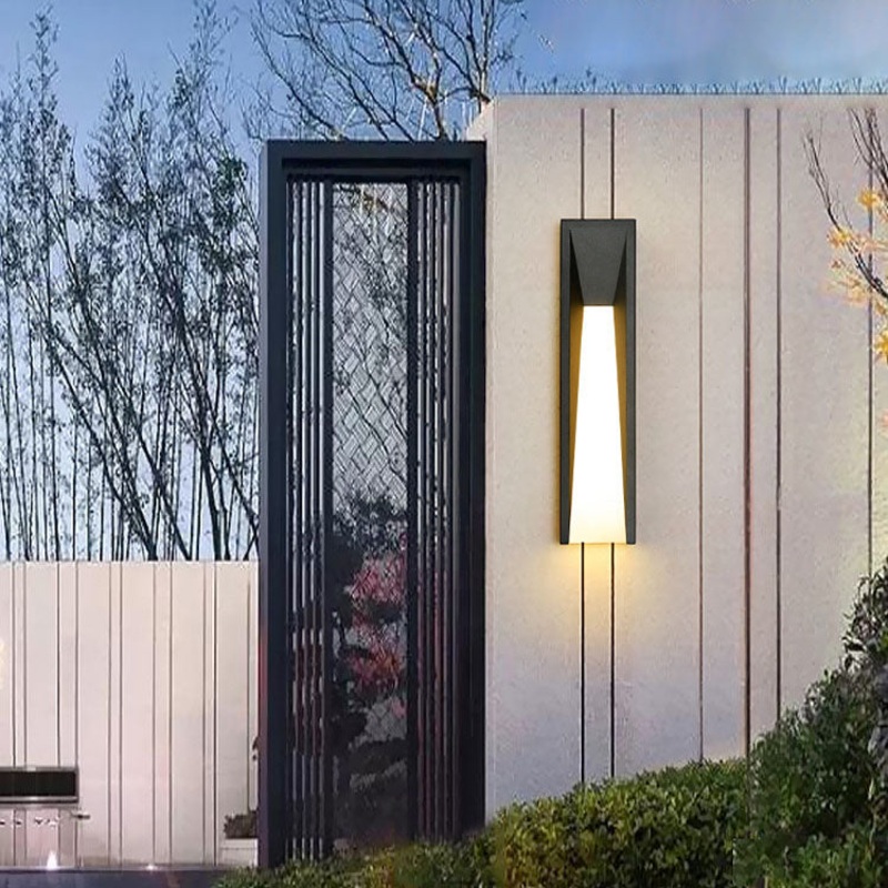 Contemporary Industrial Waterproof Stainless Steel Cuboid Acrylic Shade LED Wall Sconce Lamp For Outdoor Patio