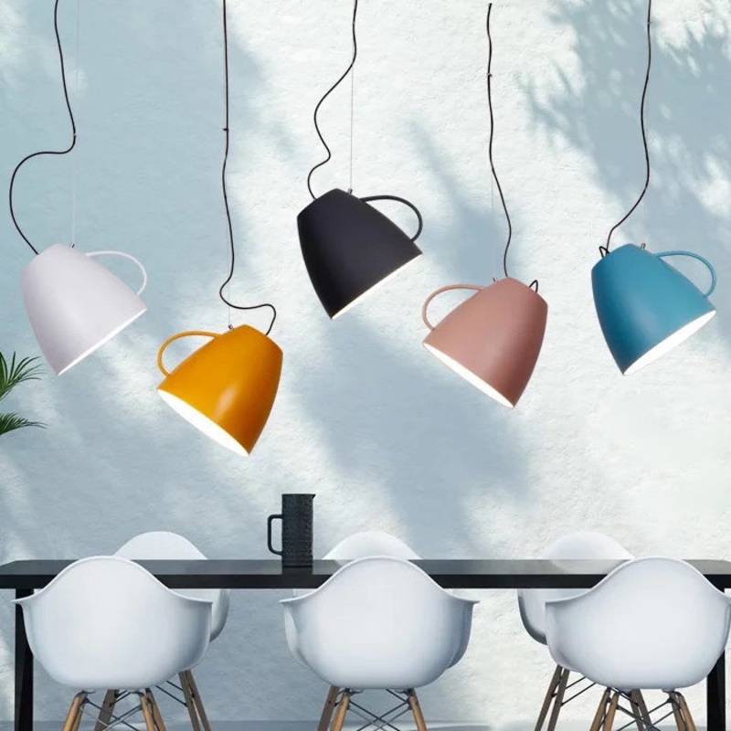 Contemporary Nordic Cup Shape Iron 1-Light Pendant Light For Living Room