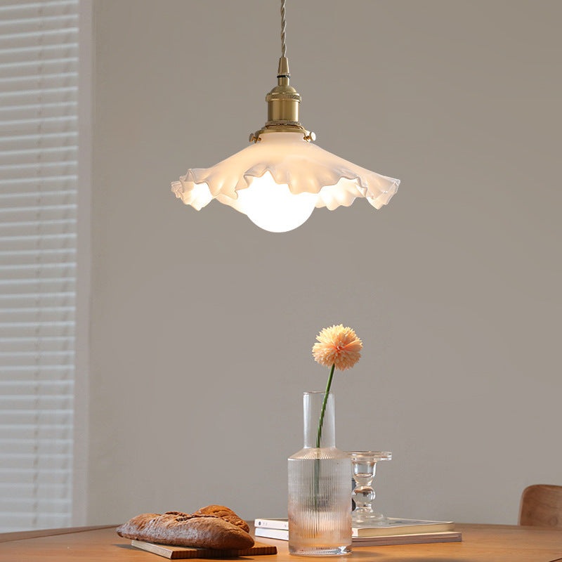 Contemporary Scandinavian Pod All Copper Glass 1-Light Pendant Light For Living Room