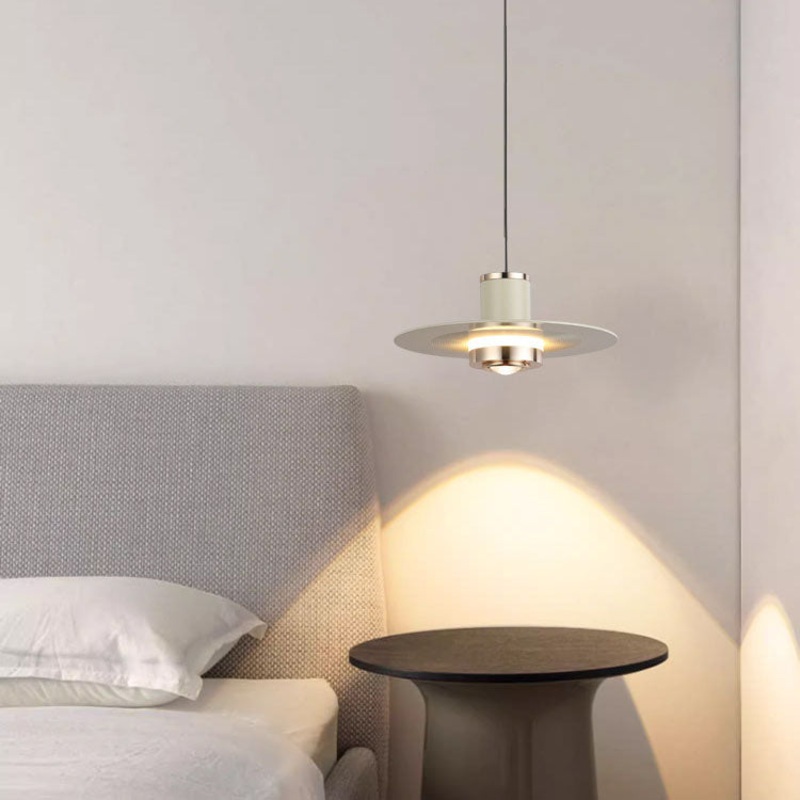 Modern Minimalist Cylinder Flying Saucer Hardware LED Pendant Light For Living Room