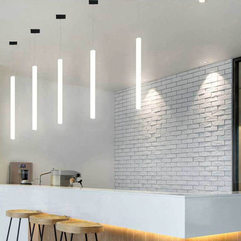 Modern Minimalist PC Straight Line LED Pendant Light For Living Room