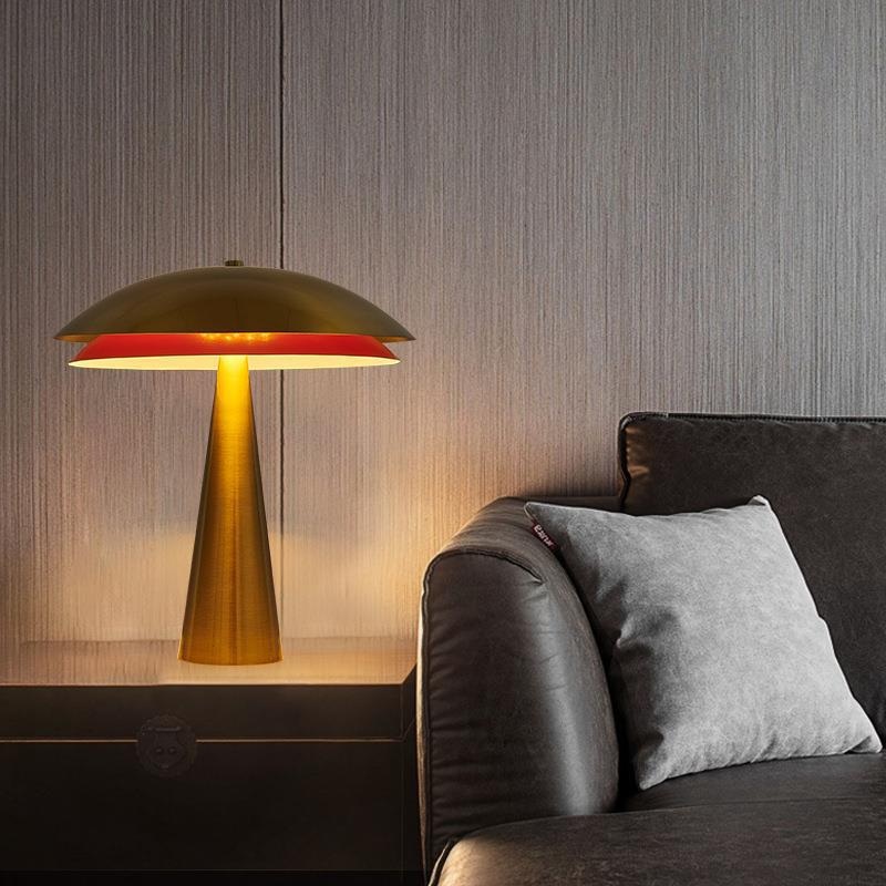 Contemporary Simplicity Iron Mushroom Shape 2-Light Table Lamp For Home Office