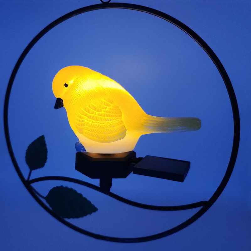 Modern Art Deco Solar Waterproof Iron Resin Plastic Bird Round LED Pendant Light For Garden