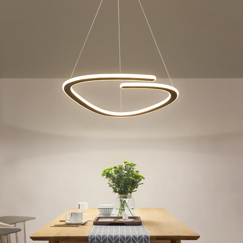 Modern Minimalist Iron Silica Round Strip LED Chandeliers For Dining Room