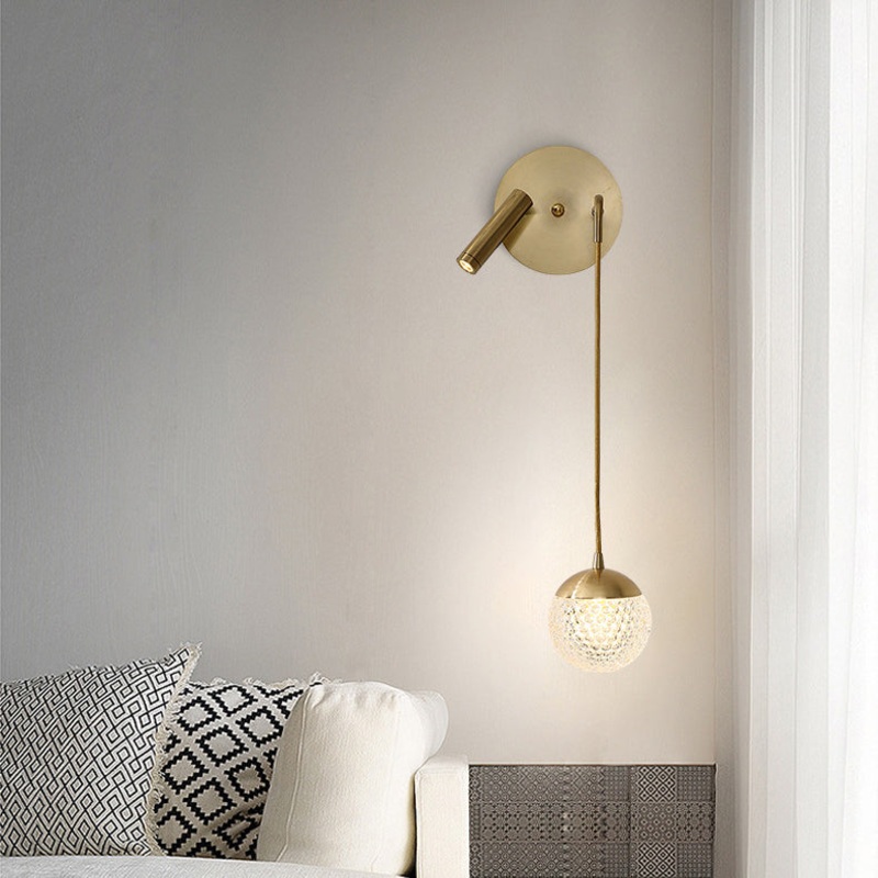 Contemporary Nordic Iron Acrylic Ball Pendant 1-Light LED Wall Sconce Lamp For Bedside