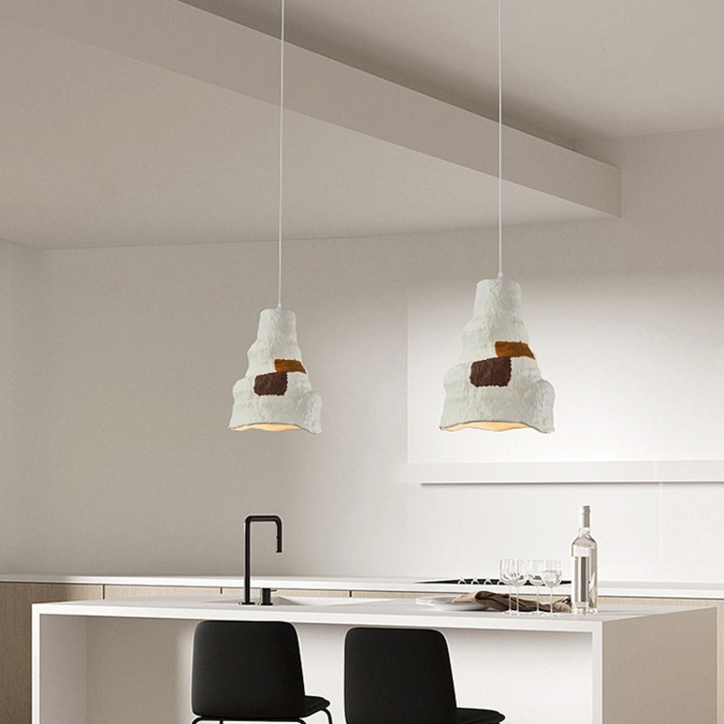 Contemporary Nordic Polystyrene Pudding Moon 1-Light Pendant Light For Dining Room