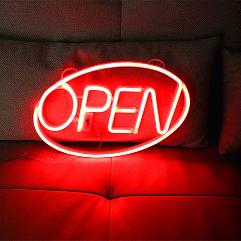 Modern Art Deco Waterproof PS OPEN LED Outdoor Hanging Neon Wall Sconce Lamp For Dining Room