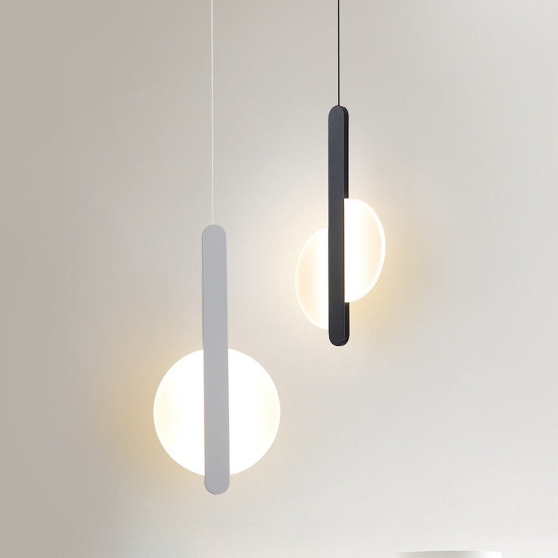 Modern Simplicity Iron Acrylic Round Semicircular LED Pendant Light For Bedside